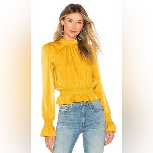 Tularosa Revolve I’m Yours Golden Yellow Peplum Long Sleeve Top Size Medium